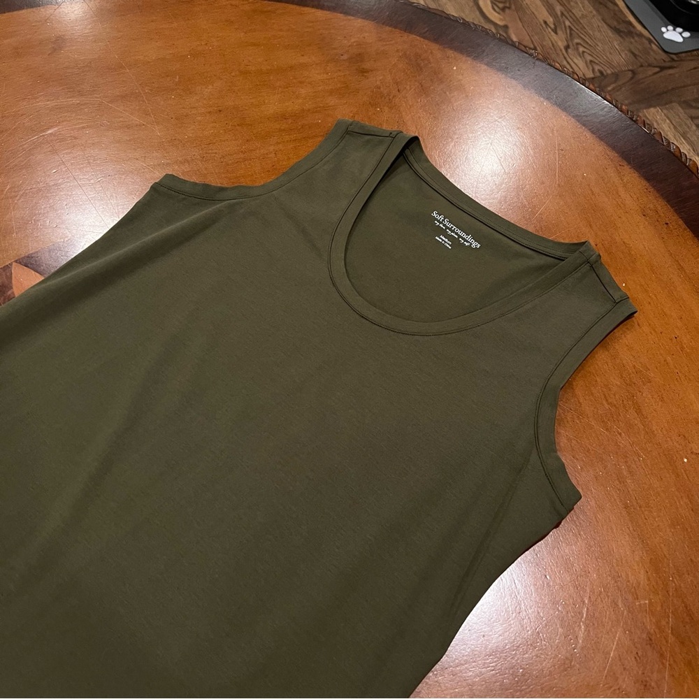 Soft Surroundings Sleeveless Tiered Maxi Dress Green Medium Boho Cottagecore - Picture 10 of 16
